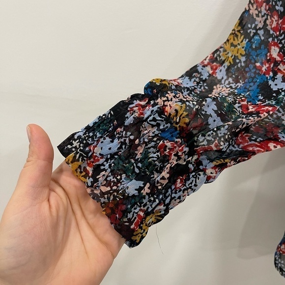 Ella Moss Wildflower Peasant Blouse Smocked Floral - Picture 7 of 12